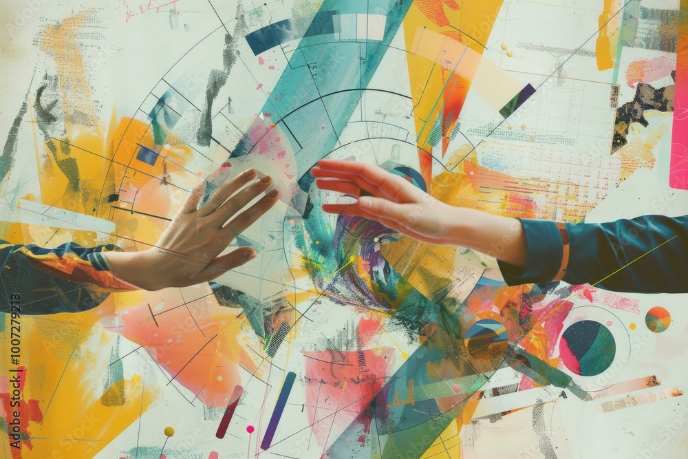Collage art depicting business success and teamwork with copy space. Collage art depicting business success and teamwork with copy space.