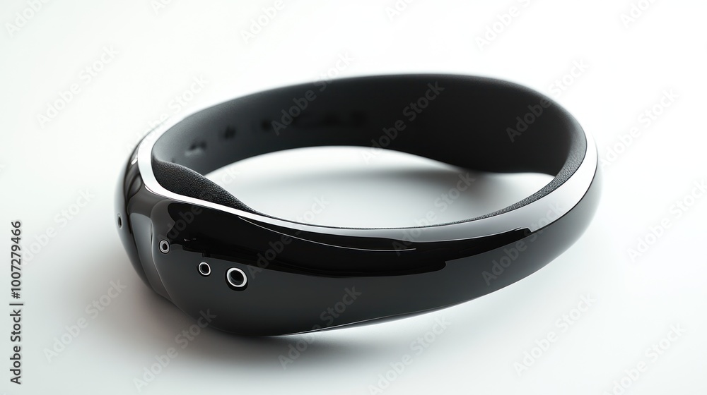 Black Curved Smartwatch Band with Silver Trim and Ports Black Curved Smartwatch Band with Silver Trim and Ports