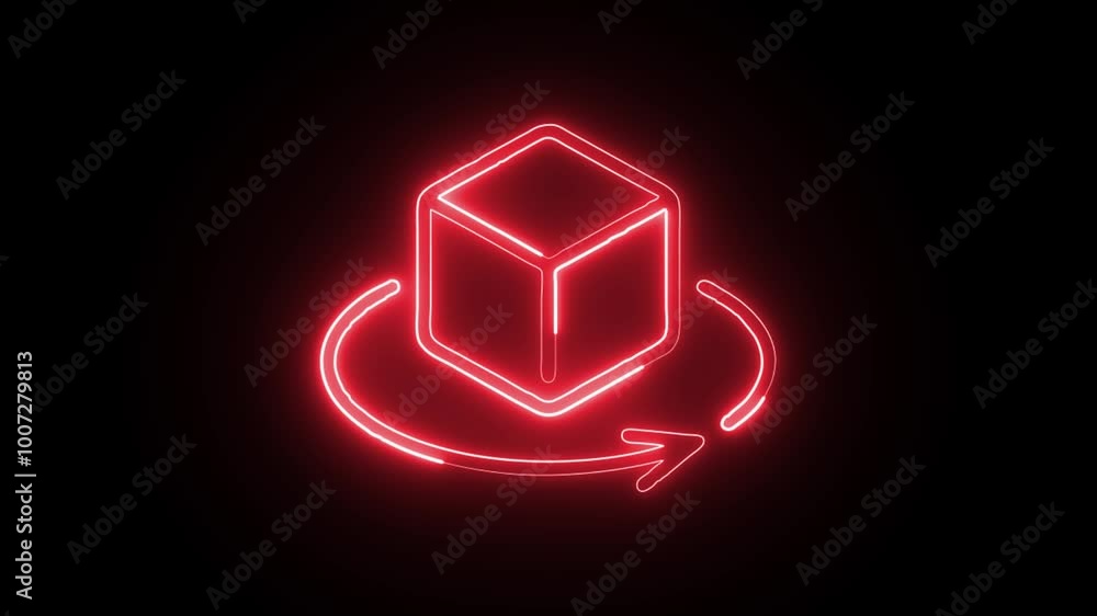 Glowing Neon 3D Modeling Icon Isolated on Black Background. HD Video Motion Graphic Animation Glowing Neon 3D Modeling Icon Isolated on Black Background. HD Video Motion Graphic Animation