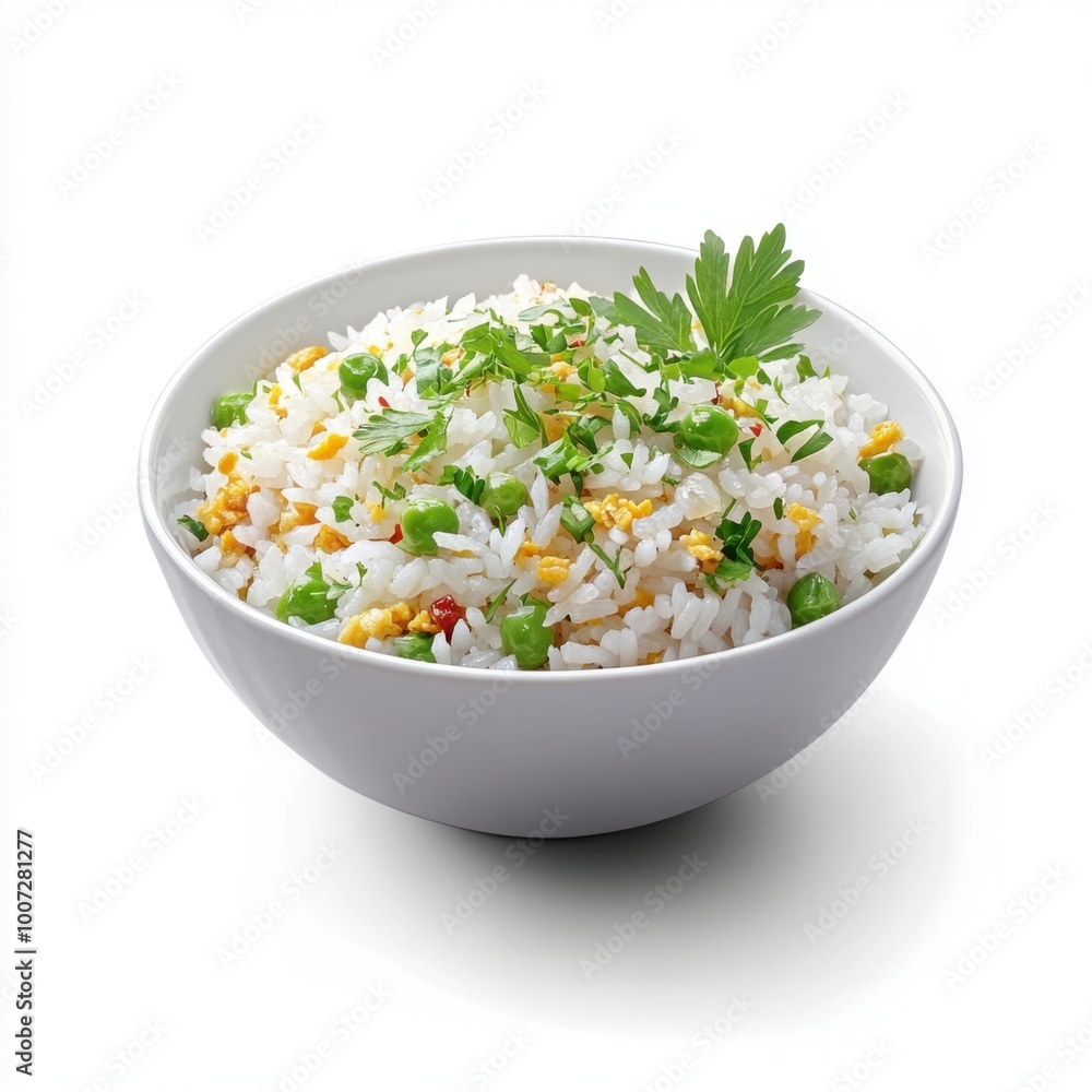 Freshly Cooked Fried Rice in White Bowl