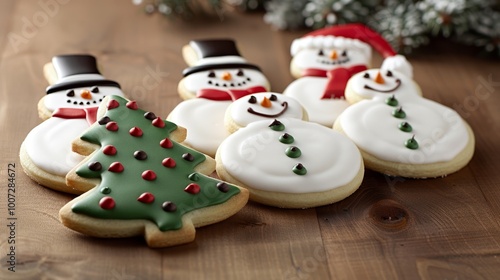 Festive holiday treats snowman, gingerbread man, and christmas tree cookie designs