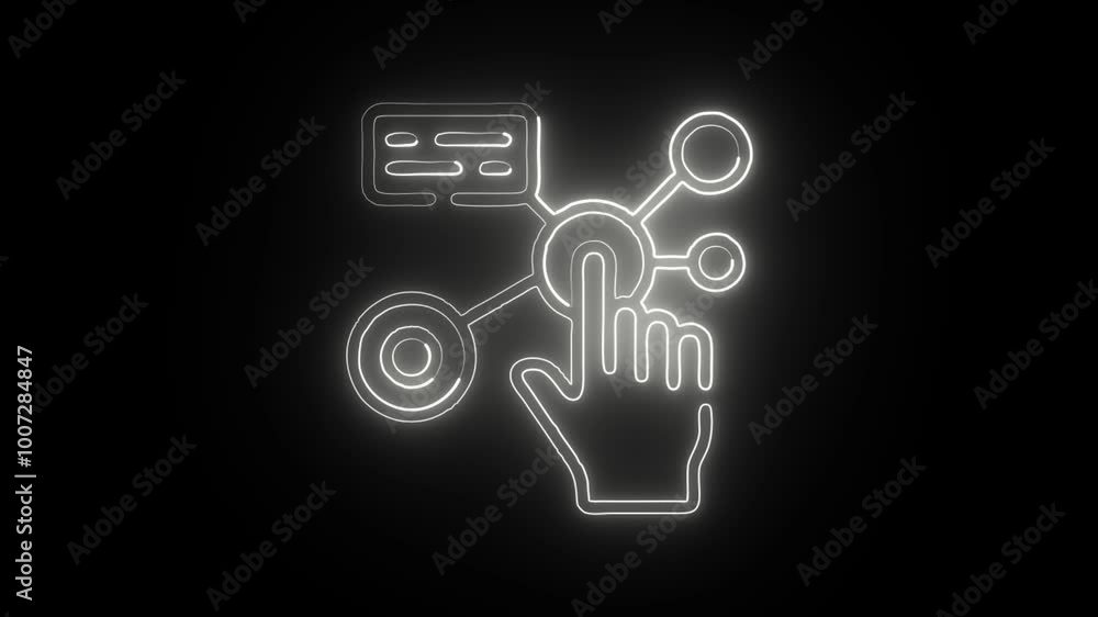 Glowing Neon Interactive Icon Isolated on Black Background. HD Video Motion Graphic Animation Glowing Neon Interactive Icon Isolated on Black Background. HD Video Motion Graphic Animation