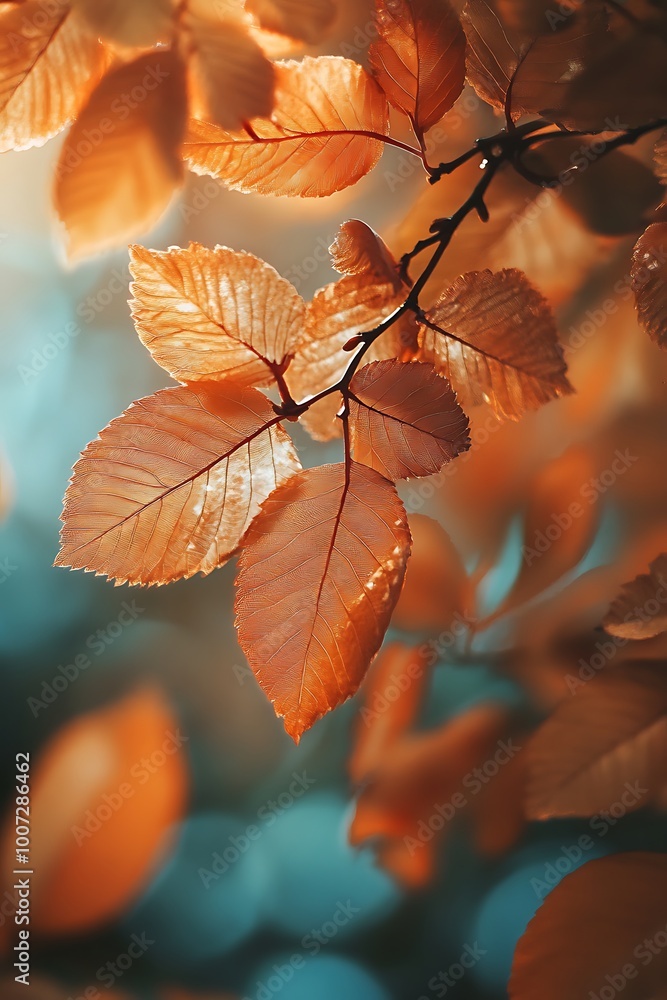 Autumn leaves close up with warm golden light Autumn leaves close up with warm golden light