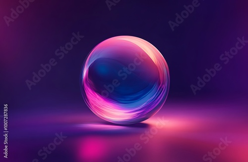 Neon sphere, glowing orb, abstract art, vibrant colors, pink and blue lighting