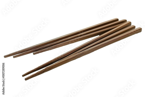 Chinese chopsticks arranged neatly on white background