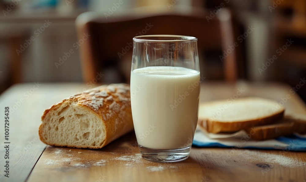 a glass of milk and bread a glass of milk and bread
