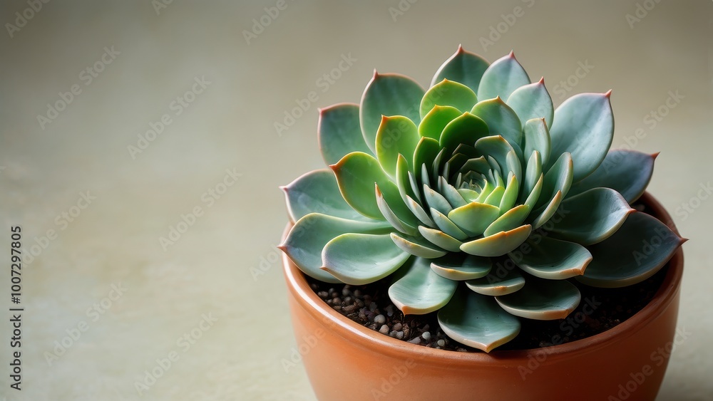 A succulent plant in a terracotta pot, showcasing its vibrant green leaves and intricate structure. A succulent plant in a terracotta pot, showcasing its vibrant green leaves and intricate structure.