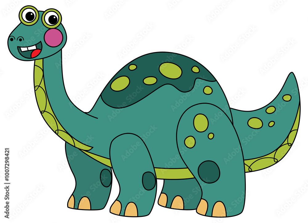 cartoon scene with happy prehistoric animal brontosaurus diplodocus dino dinosaur smiling and walking isolated on white background illustration for children cartoon scene with happy prehistoric animal brontosaurus diplodocus dino dinosaur smiling and walking isolated on white background illustration for children