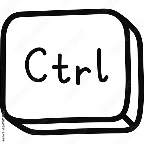 Cute doodle Ctrl keyboard buttons. Copy and paste key for shortcuts for PC, computer and laptop. Key combination for insert text, images. Hand drawn clipart isolated on white with outline.