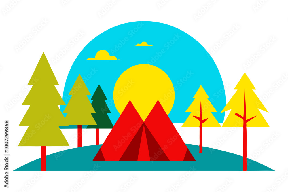 Serene Campsite Enveloped by Majestic Trees Vector Illustration for Outdoor Adventures
Serene Campsite Enveloped by Majestic Trees Vector Illustration for Outdoor Adventures