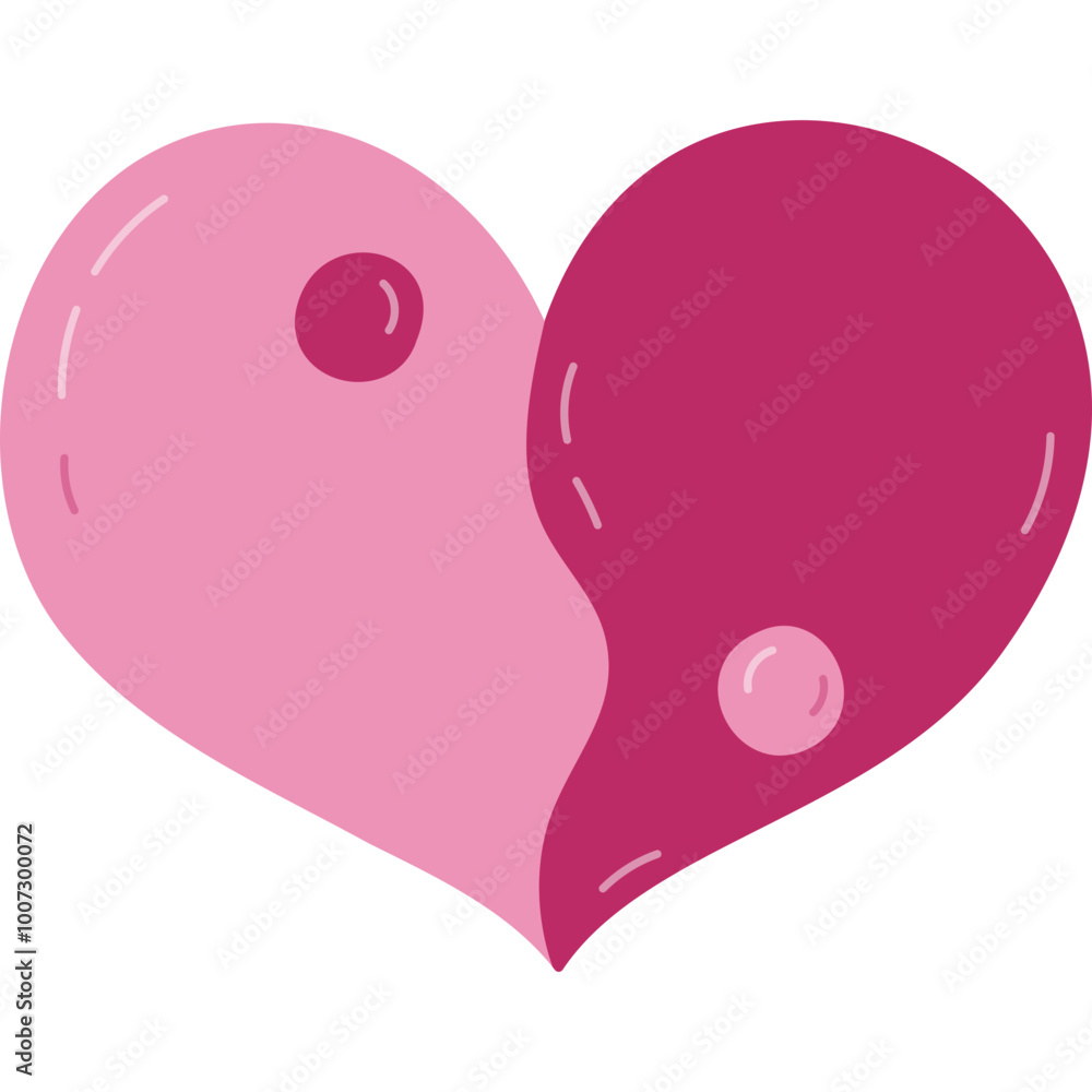 Cute pink cartoon heart with Yin Yang symbol in Y2k aesthetic. Balance, harmony concept from 90s and 00s. Hand drawn simple heart isolated on white background. Nostalgia for 1990s vibes. Cute pink cartoon heart with Yin Yang symbol in Y2k aesthetic. Balance, harmony concept from 90s and 00s. Hand drawn simple heart isolated on white background. Nostalgia for 1990s vibes.