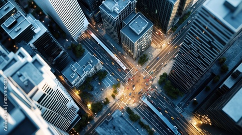 Aerial View of City Intersection photo