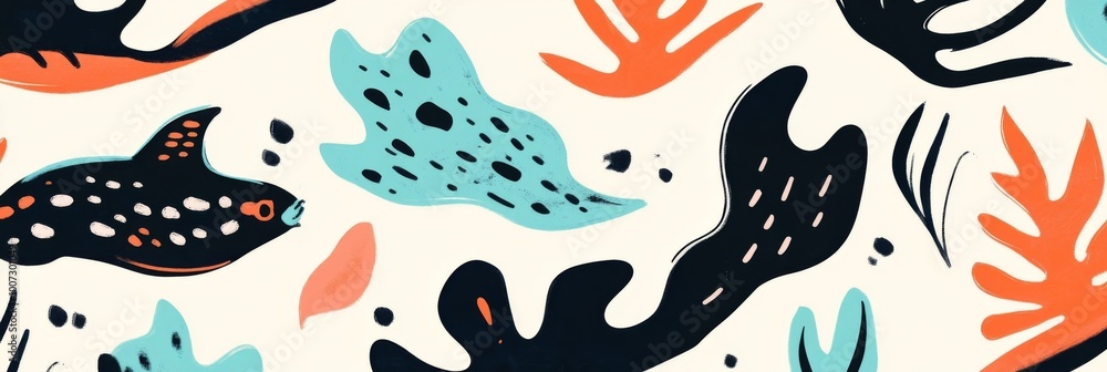 An abstract retro pattern featuring pastel colors with wavy block curvy shapes An abstract retro pattern featuring pastel colors with wavy block curvy shapes