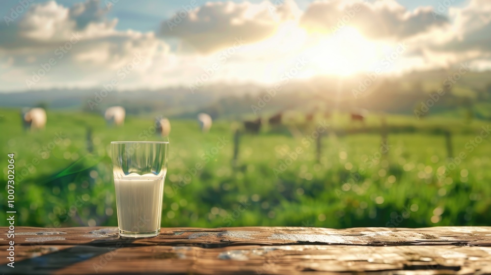glass of milk on wooden table cow farm with grass glass of milk on wooden table cow farm with grass