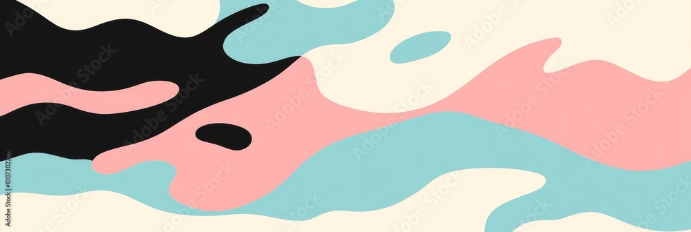 An abstract retro pattern featuring pastel colors with wavy block curvy shapes An abstract retro pattern featuring pastel colors with wavy block curvy shapes