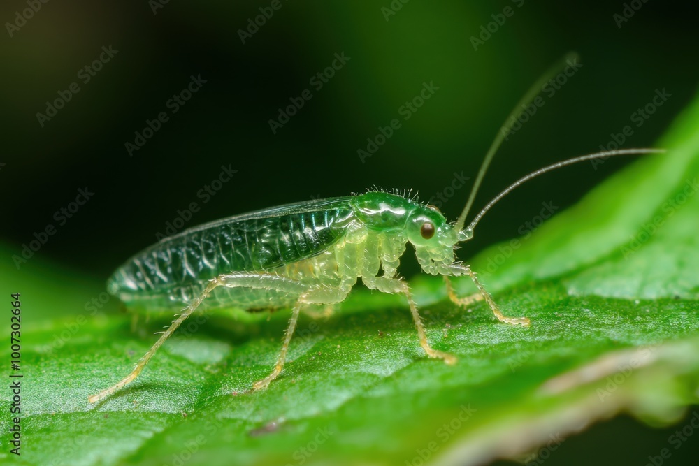 Close up of a green insect on a leaf in nature Close up of a green insect on a leaf in nature