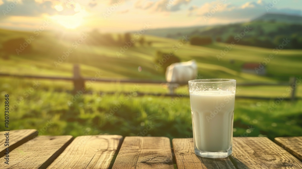glass of milk on wooden table cow farm with grass glass of milk on wooden table cow farm with grass