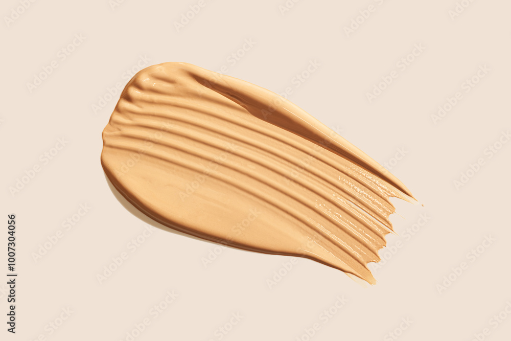 Make up smear foundation medium tone smudge texture caramel beige isolated background Make up smear foundation medium tone smudge texture caramel beige isolated background