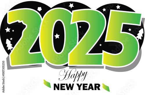 Happy new year 2025 design. With colorful truncated number illustrations. Premium vector design 2025