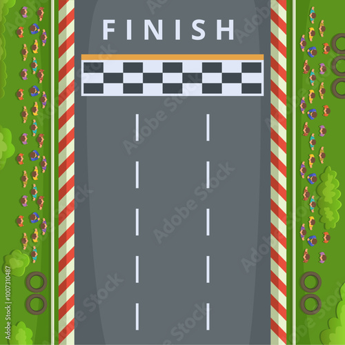 Finish line top view. Race track road