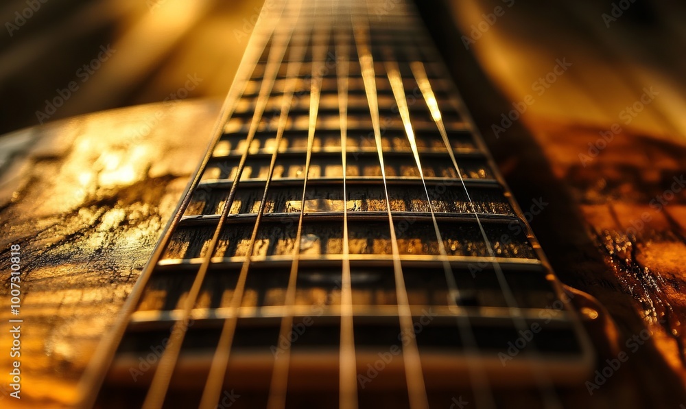 Close-up of the guitar and strings with shallow depth of field, soft focusing Close-up of the guitar and strings with shallow depth of field, soft focusing
