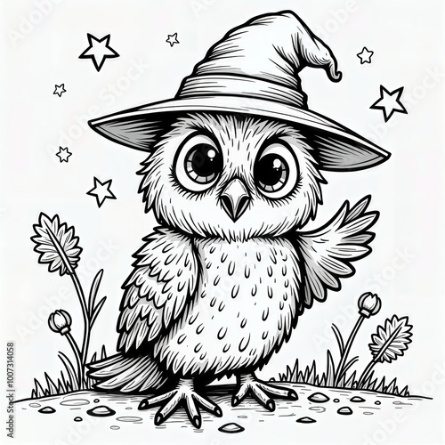 Wizard Owl Coloring Page photo