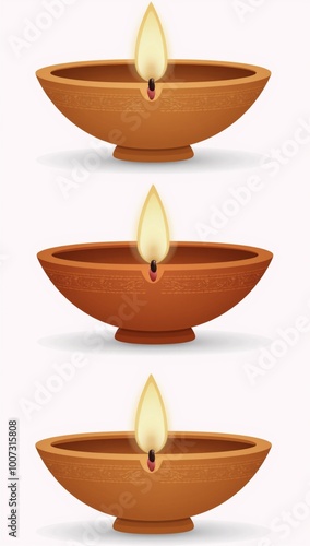 Collection of Diwali Diya vector clip-arts with an isolated background