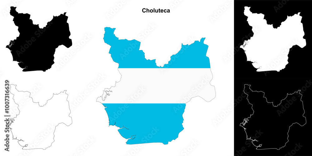 Fototapeta premium Choluteca department outline map set
