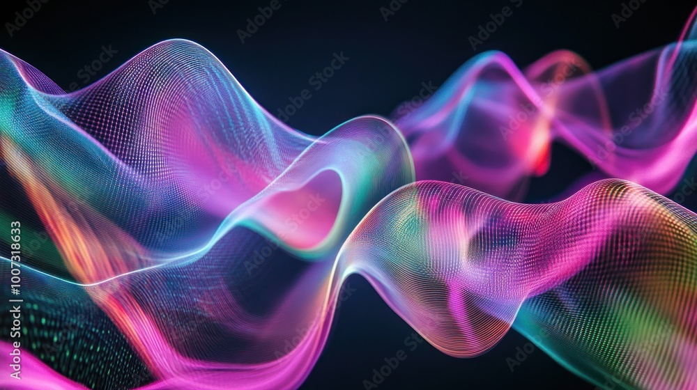 Fototapeta premium Abstract Neon Waves Digital Art