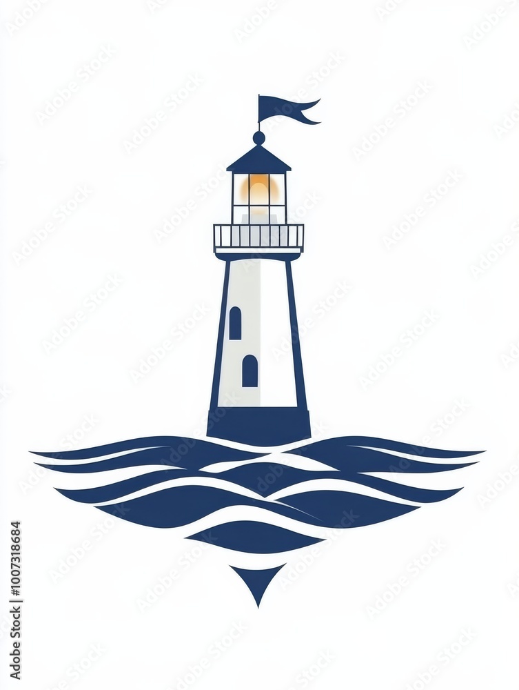 blue and white Anchor lighthouse logo. Flat style logo vector blue and white Anchor lighthouse logo. Flat style logo vector