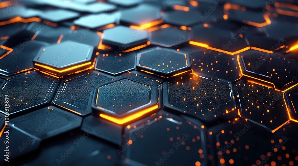 Abstract Hexagonal Pattern with Glowing Elements Abstract Hexagonal Pattern with Glowing Elements