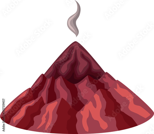 Smoking volcano. Hot rock active mountain cartoon icon