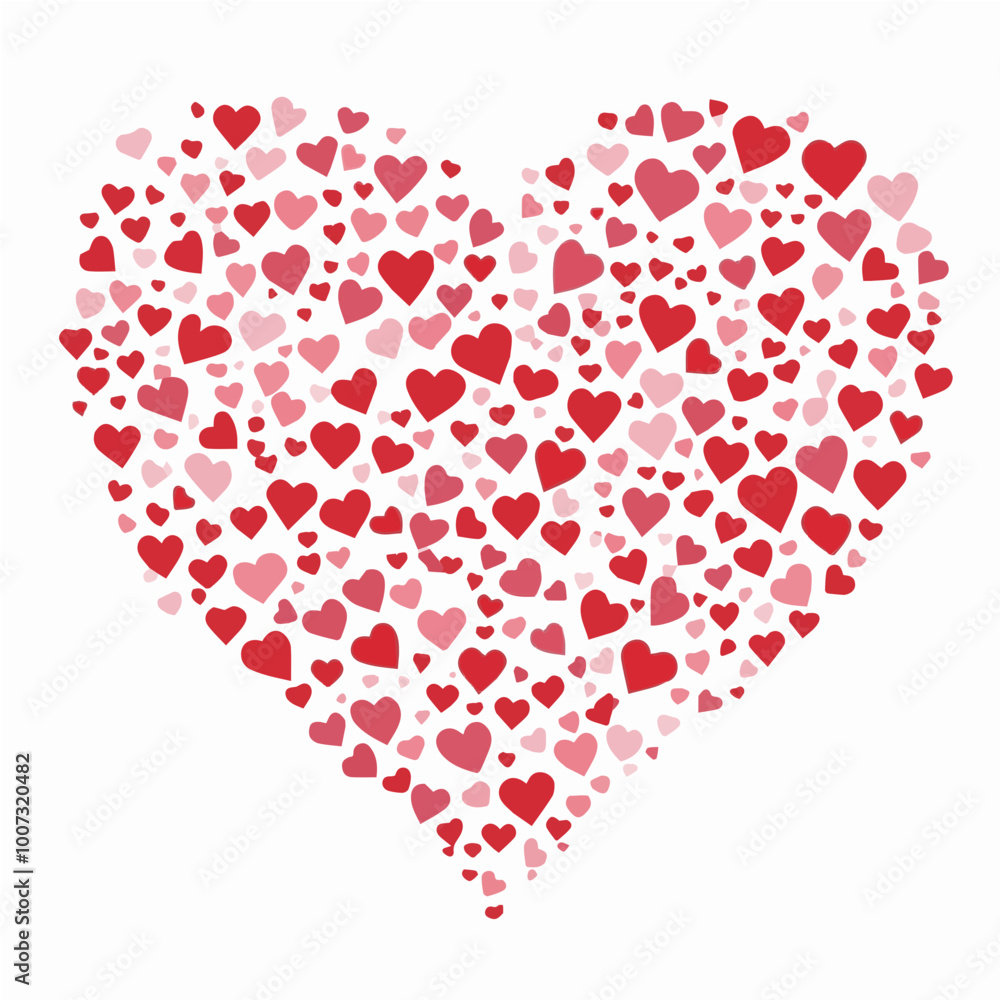 A heart shape filled with numerous small hearts in red and pink. Great for love-themed projects or wedding invitations. A heart shape filled with numerous small hearts in red and pink. Great for love-themed projects or wedding invitations.