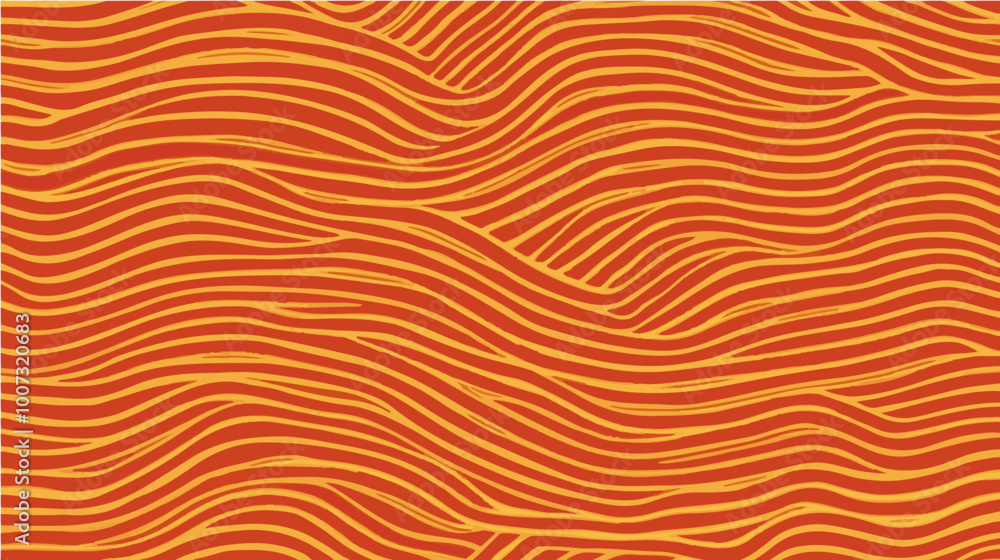 Seamless orange wavy line pattern vector on red background. Ideal for backgrounds, wallpapers, and modern design projects. Seamless orange wavy line pattern vector on red background. Ideal for backgrounds, wallpapers, and modern design projects.