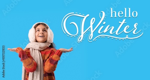 Happy little girl in warm c...