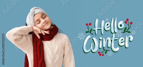 Little girl in warm clothes...