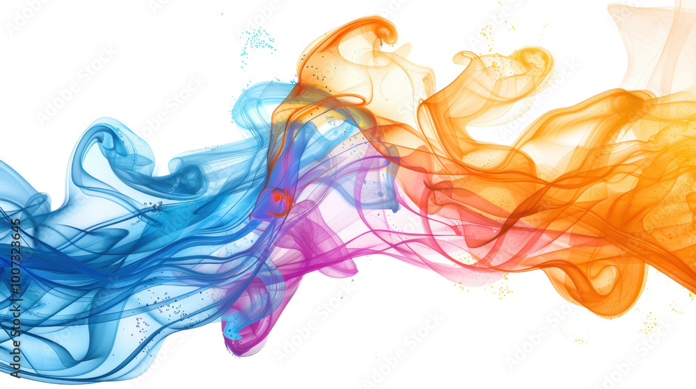 Swirling liquid textures in jewel tones on white background Swirling liquid textures in jewel tones on white background