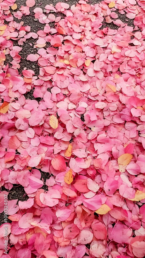 Pink and red flower petals fallen on the ground, autumn, fall background texture Pink and red flower petals fallen on the ground, autumn, fall background texture