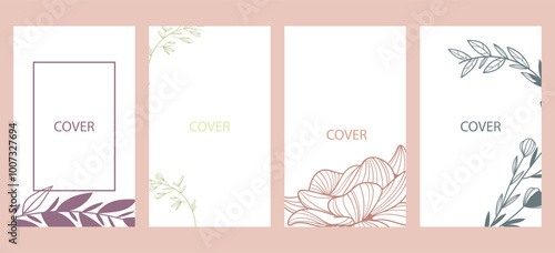 Cool abstract and floral design. Seamless pattern and mask used, easy to re-size. For notebooks, planners, brochures, Abstract creative universal artistic templates. Suitable for poster, business card