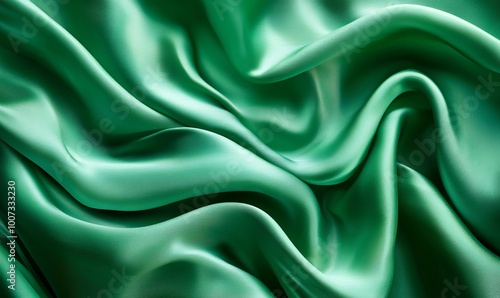 Wallpaper Mural Abstract design of green silk waves, creating a fascinating visual aesthetic Torontodigital.ca