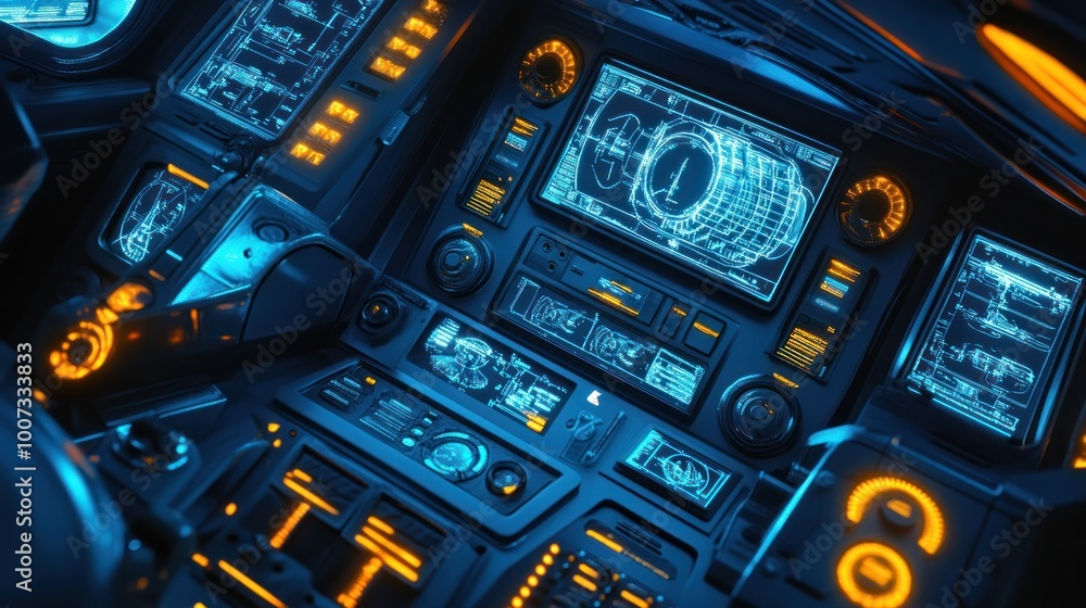 Obraz premium Futuristic Spaceship Cockpit