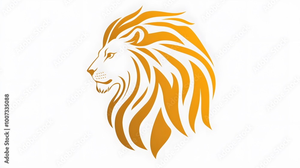 Lion head logo design, abstract style, white background, light brown and orange color scheme, three-dimensional Lion head logo design, abstract style, white background, light brown and orange color scheme, three-dimensional