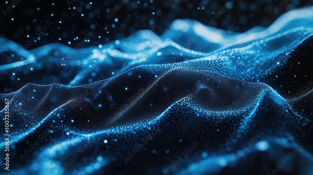 Obraz premium Abstract Blue Particles Waves