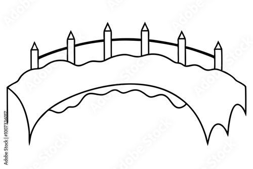 A peaceful scene of a bridge covered by ivy vines captured in an elegant vector illustration for digital artwork
