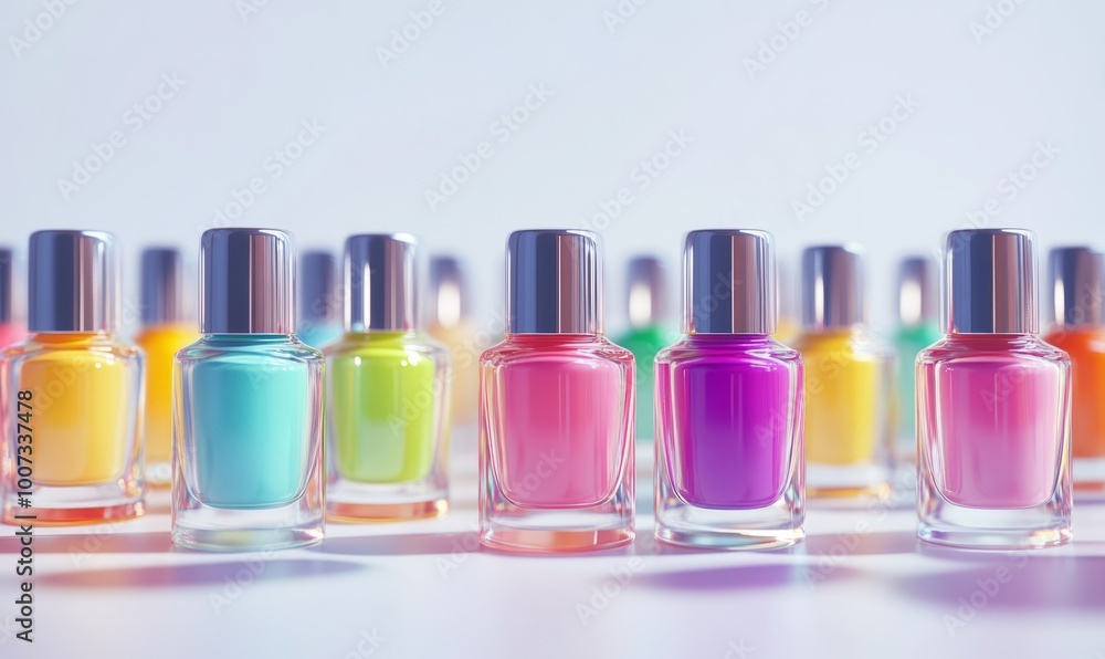 Set of colorful nail polish bottles on white background Set of colorful nail polish bottles on white background