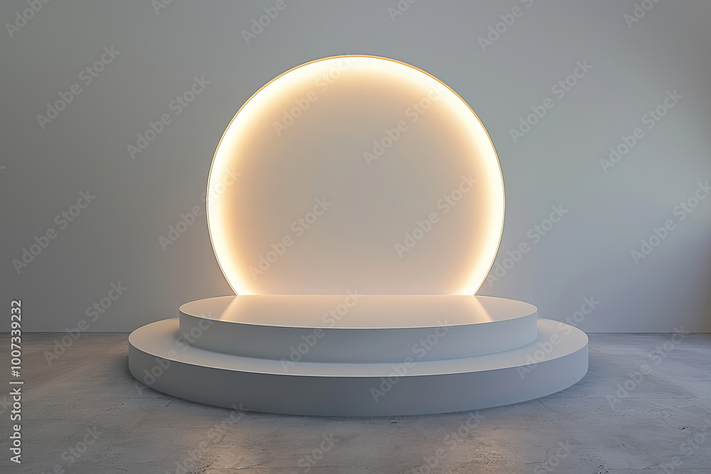 Illuminated podium in the center of a room Illuminated podium in the center of a room