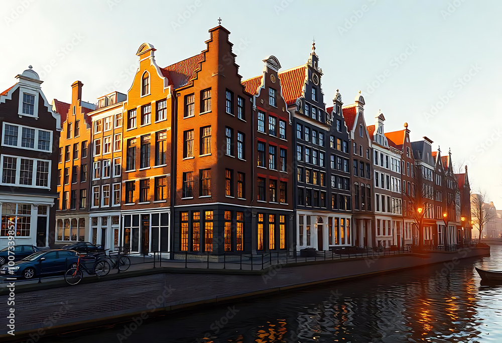 The beautiful image of the Amsterdam city and houses The beautiful image of the Amsterdam city and houses