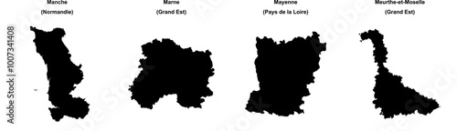 Manche, Marne, Mayenne, Meurthe-et-Moselle outline maps