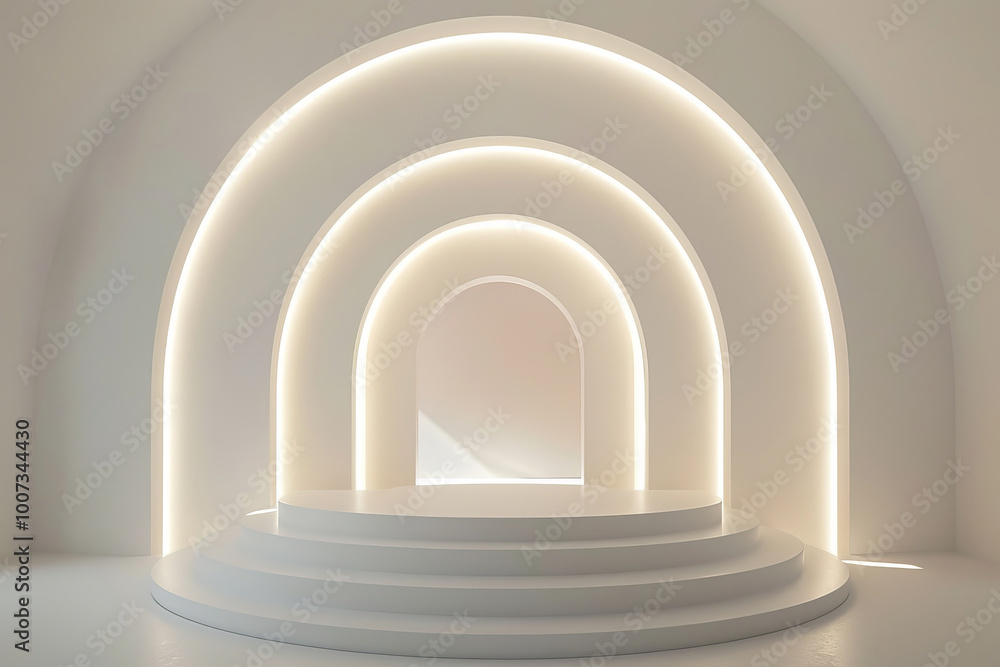Illuminated podium in the center of a room Illuminated podium in the center of a room
