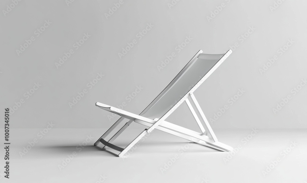 Blank white folding beach chair mock up, side view Blank white folding beach chair mock up, side view